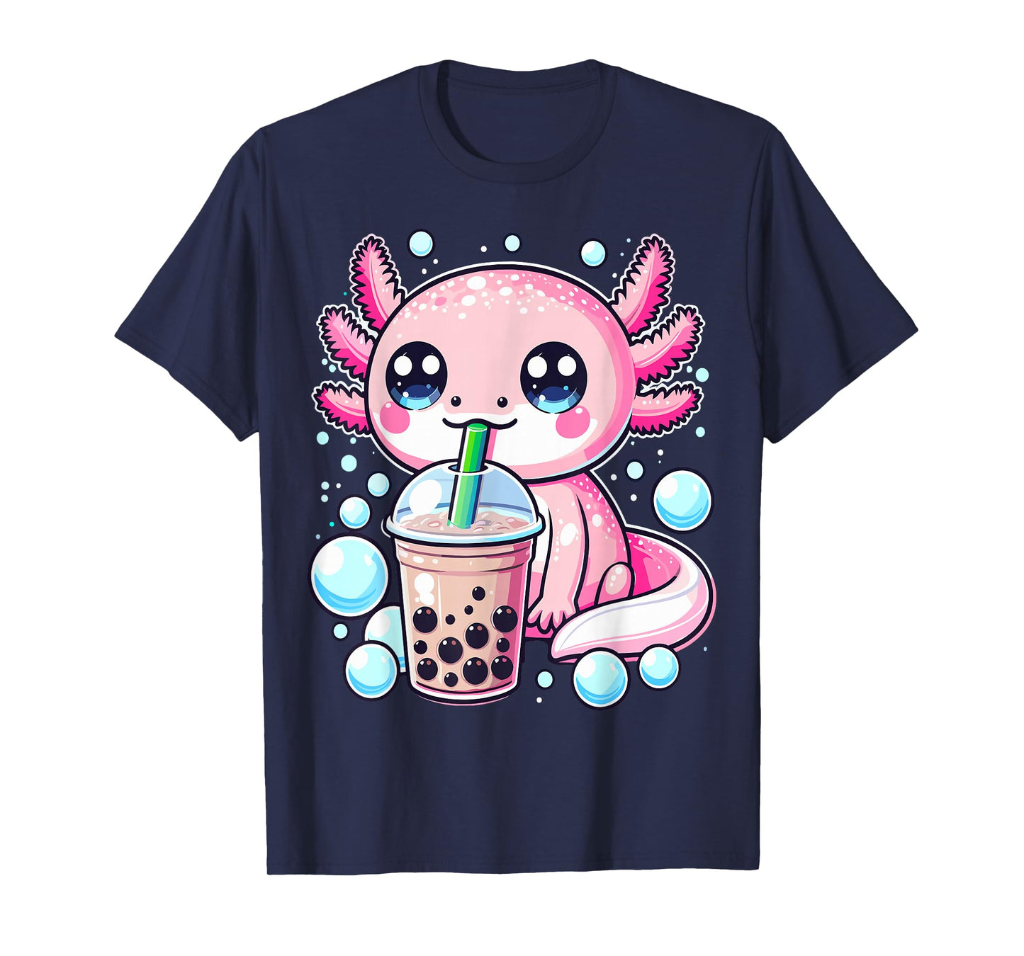 Axolotls Bubble Boba Tea Anime Cute Kawaii Axolotl T-Shirt