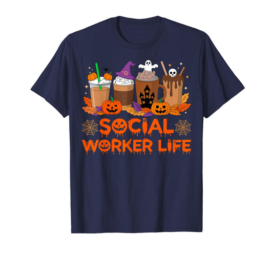 Spooky Social Worker Life Ghost Halloween Costume T-Shirt