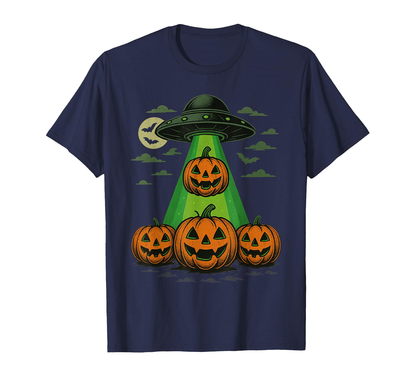 Funny Halloween Pumpkin Jack O Alien Abduction UFO Kids Boys T-Shirt