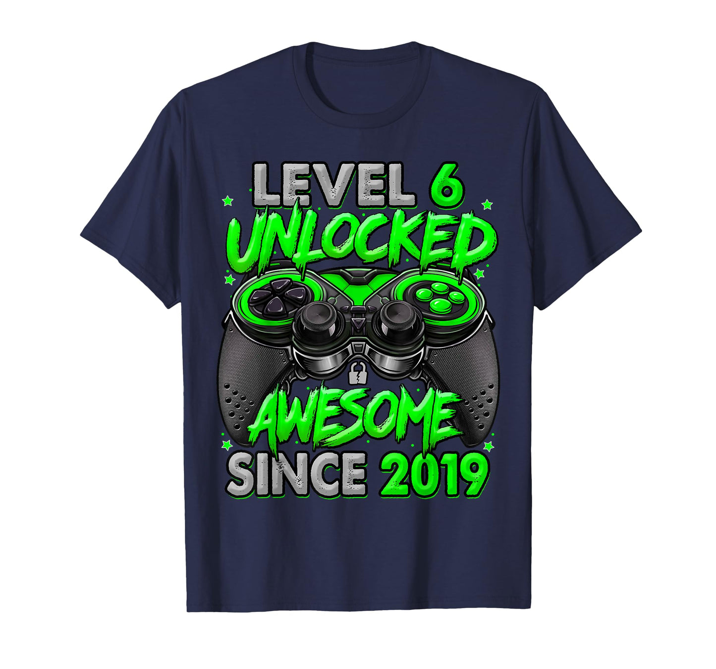 Level 6 Unlocked Awesome Since 2019 6th Birthday Gaming T-Shirt