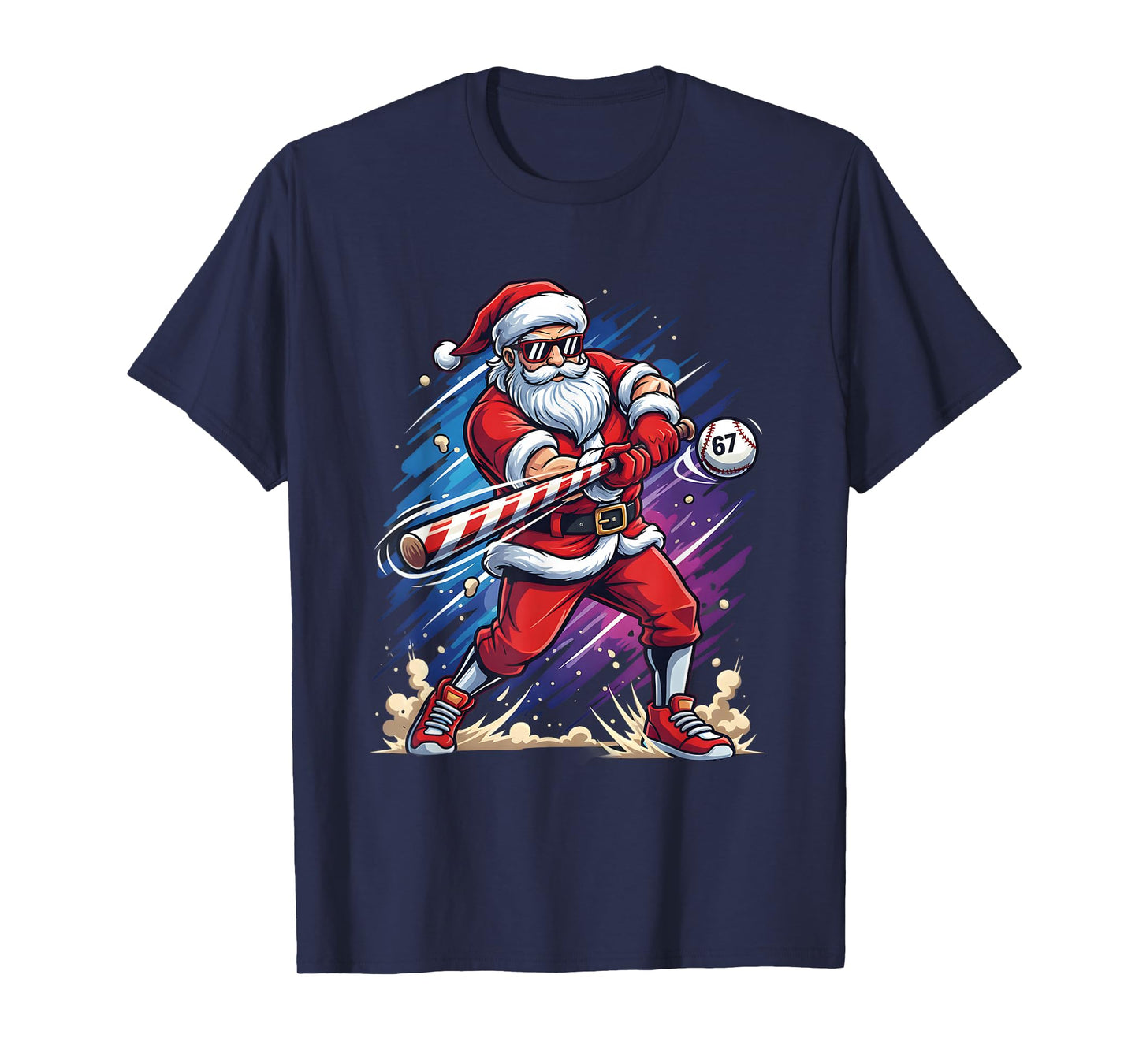 Christmas Baseball Funny Santa Game Day Xmas Boys Baseball T-Shirt
