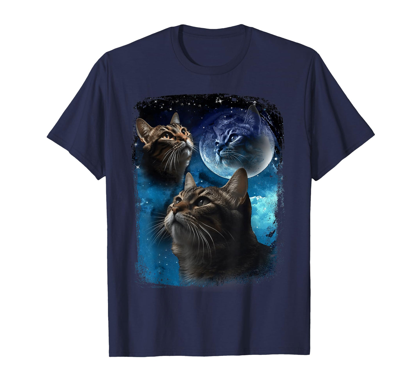 Cats Howl at Moon Funny Vintage Three Cat Howling Wolf Meme T-Shirt