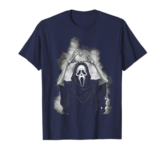Halloween Scary Face Creepy Ghost Heart Hands Spooky Horror T-Shirt