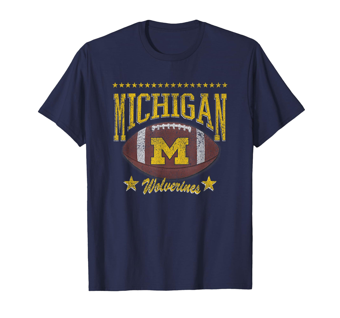 Michigan Wolverines Football Vintage Stars Navy T-Shirt