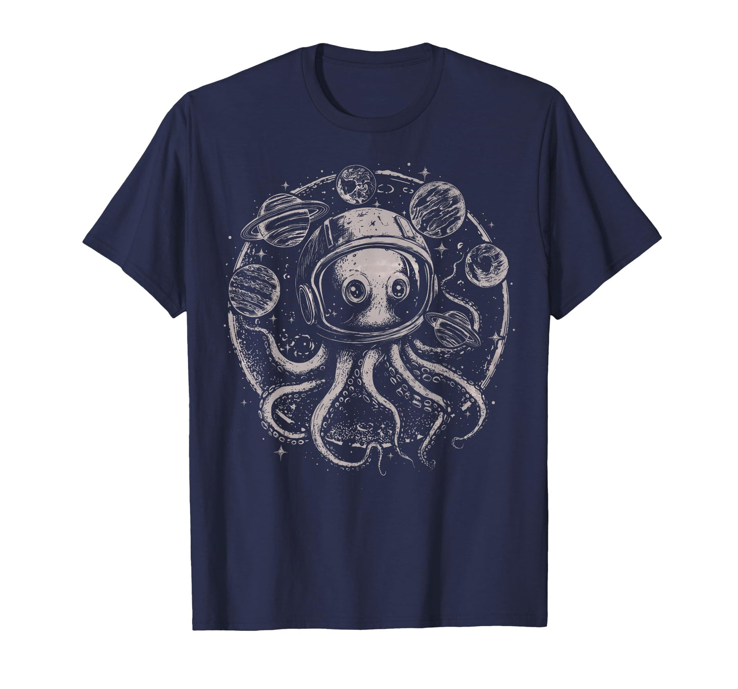 Funny Astronaut Octopus Outer Space UFO Alien Cosmic Horror T-Shirt