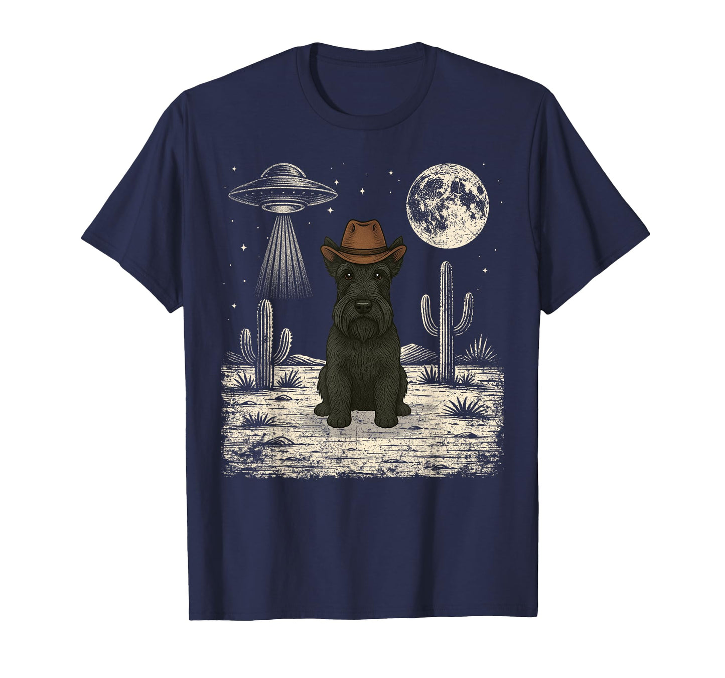 Funny Scottish Terrier Cowboy Western Scottie Dog UFO T-Shirt