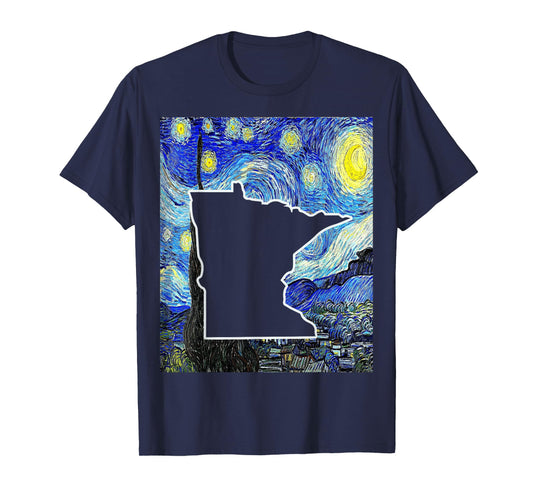 Minnesota State Starry Night Minnesota Map Minnesotan T-Shirt