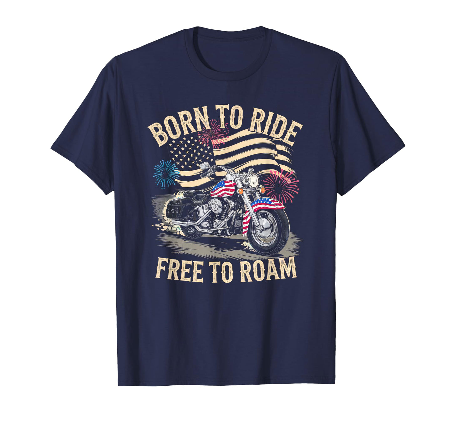 American Flag Motorcycle Tshirt USA Flag Biker Retro T-Shirt