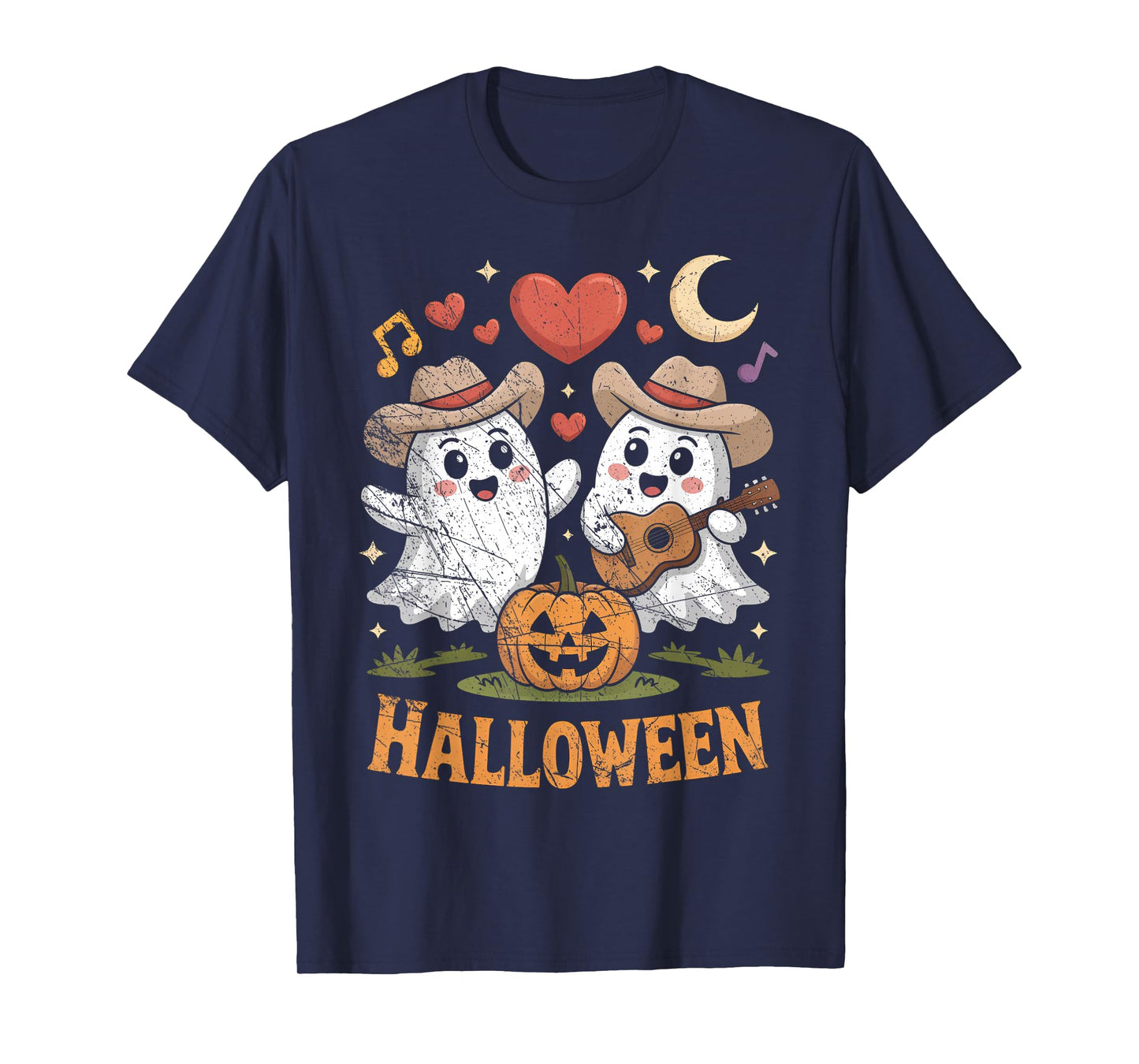 Ghost Playing Guitar for Halloween Lovers T-Shirt