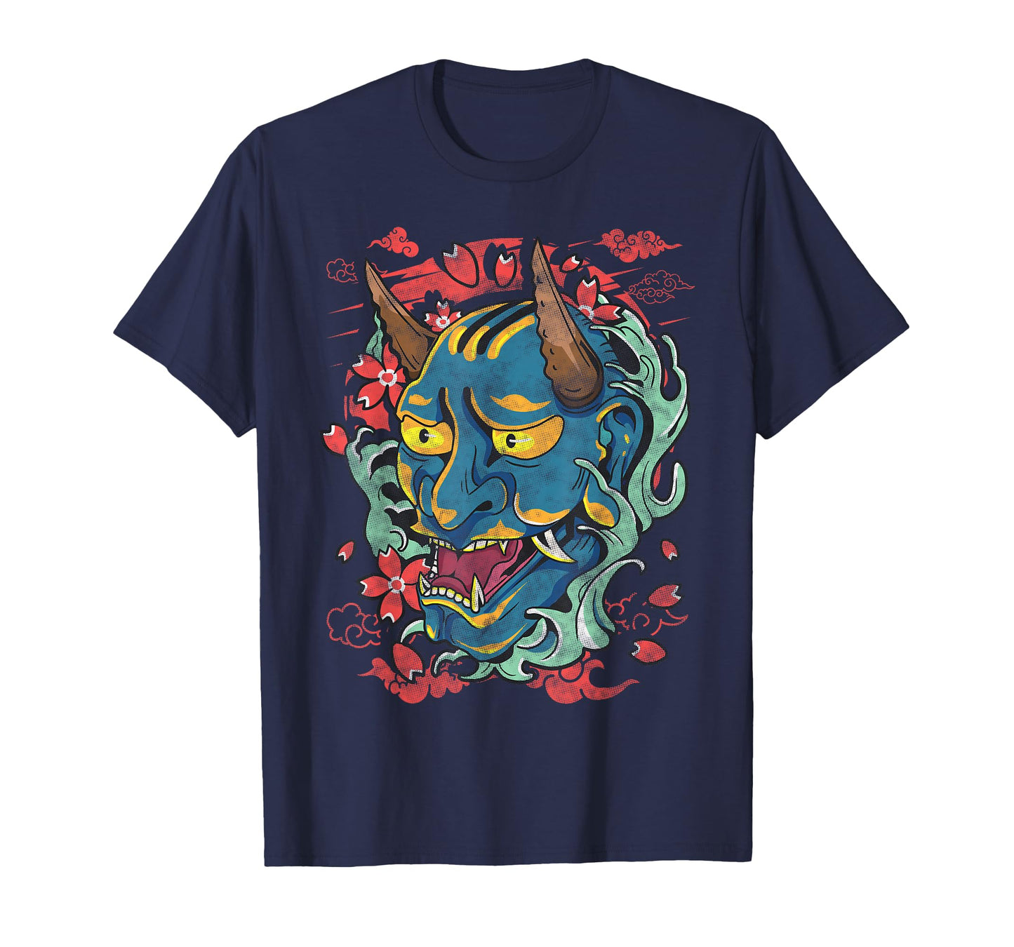 ONI Japanese Demon MASK Blue Demon Mask Oni Mask T-Shirt