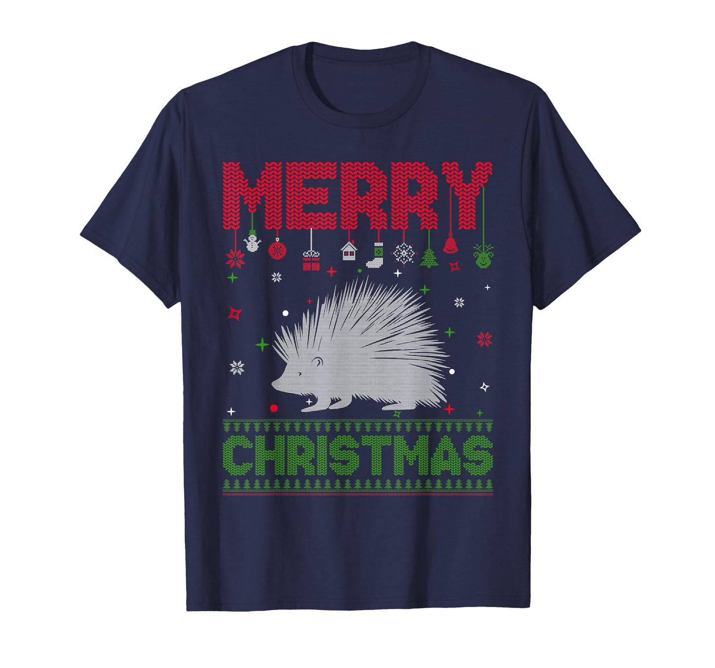 Ugly Holiday Sweater Christmas Funny Porcupine Graphic T-Shirt