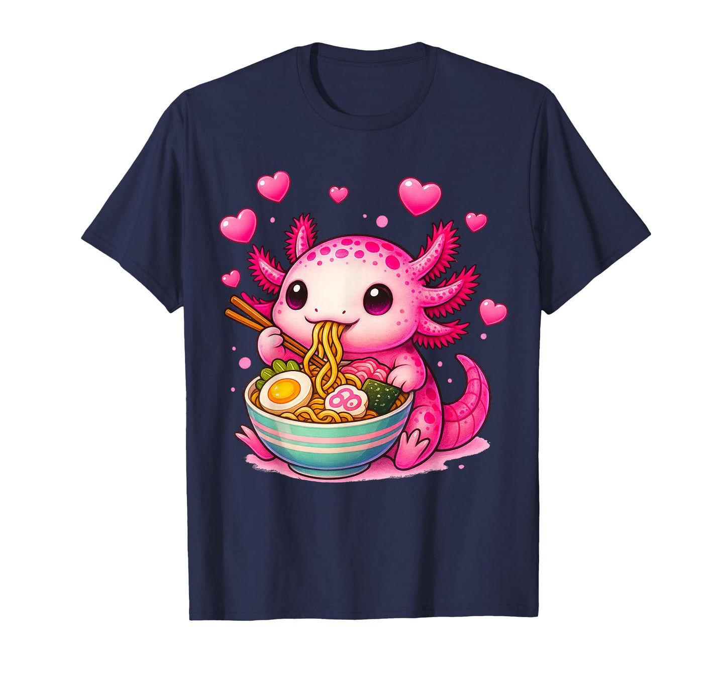 Cute Axolotl Ramen Anime Graphic Tees Kawaii Teen Girls Kids T-Shirt