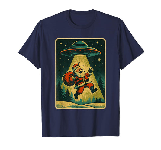 Alien Abduction Santa Christmas Men Women Kids Xmas T-Shirt