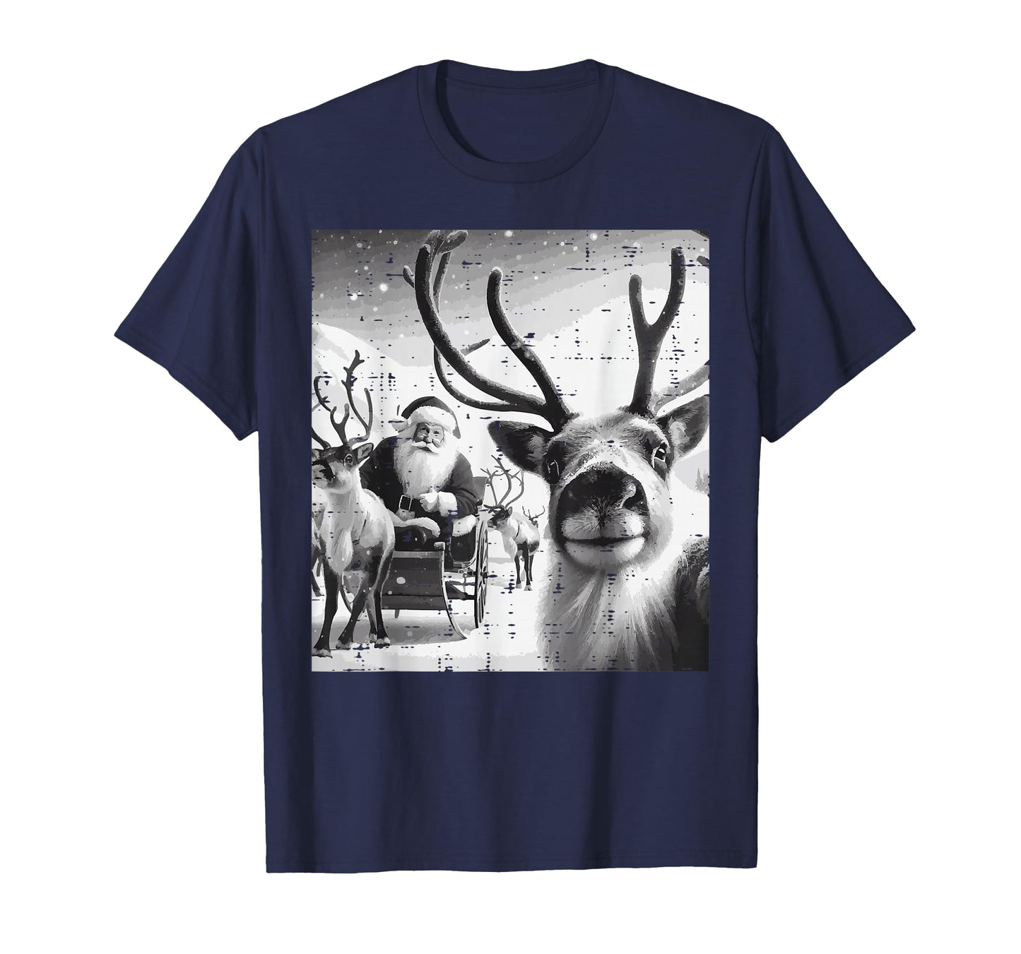 Christmas Reindeer Santa Selfie Funny Xmas Men Women Kids T-Shirt