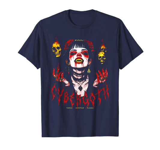 Cybergoth Creepy Anime Gothic Vampire Alt Goth Grunge Punk T-Shirt