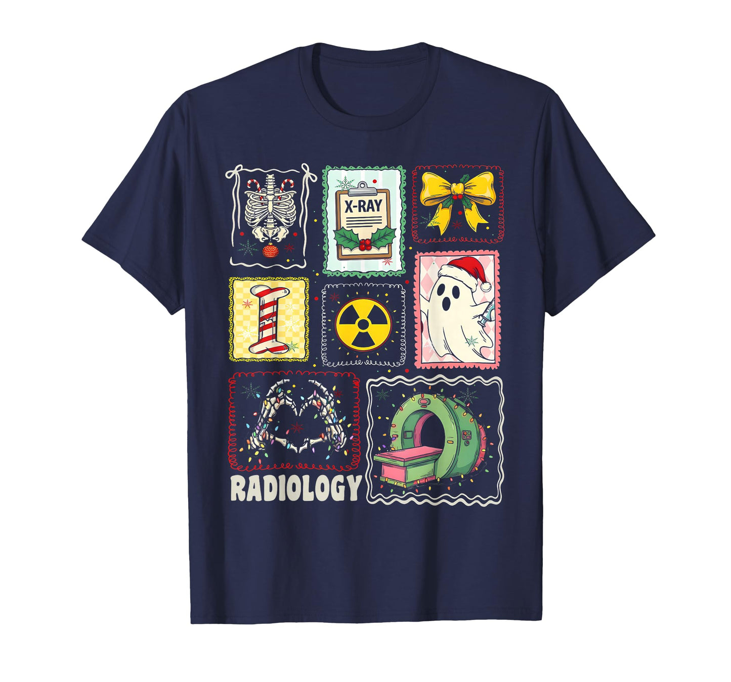 Stamp Ghost Xray Tech Radiology Squad Rad Tech Christmas T-Shirt