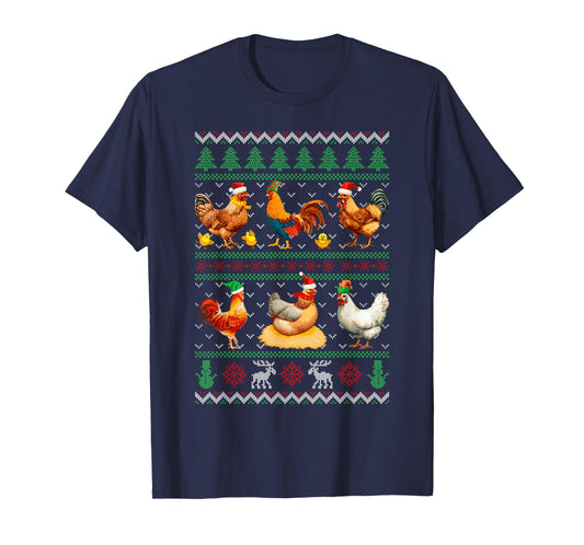 Funny Chickens Ugly Christmas Sweater Xmas Boys Girls Kids T-Shirt