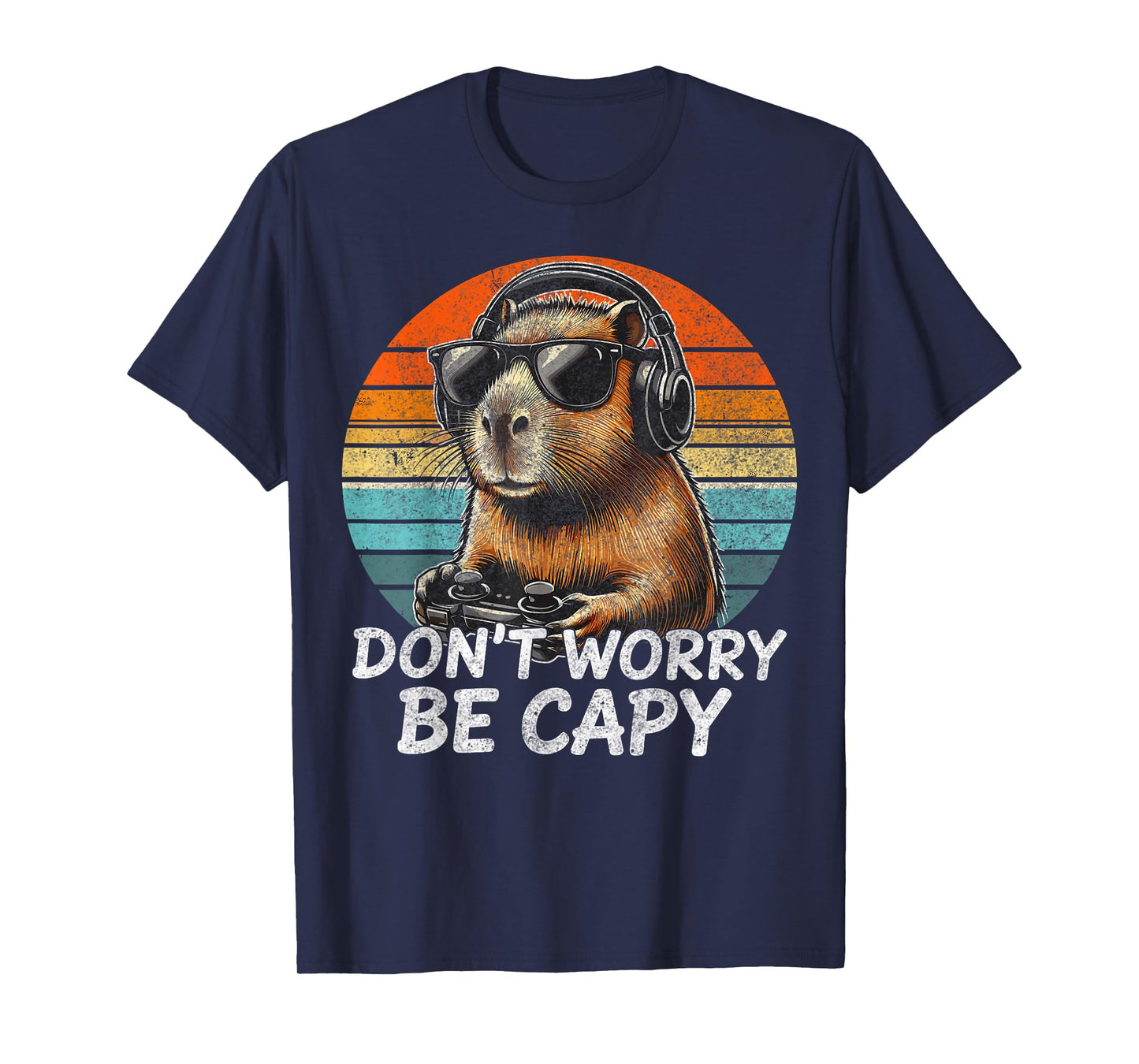 Don't Worry Be Capy Capybara Retro Gaming T-Shirt