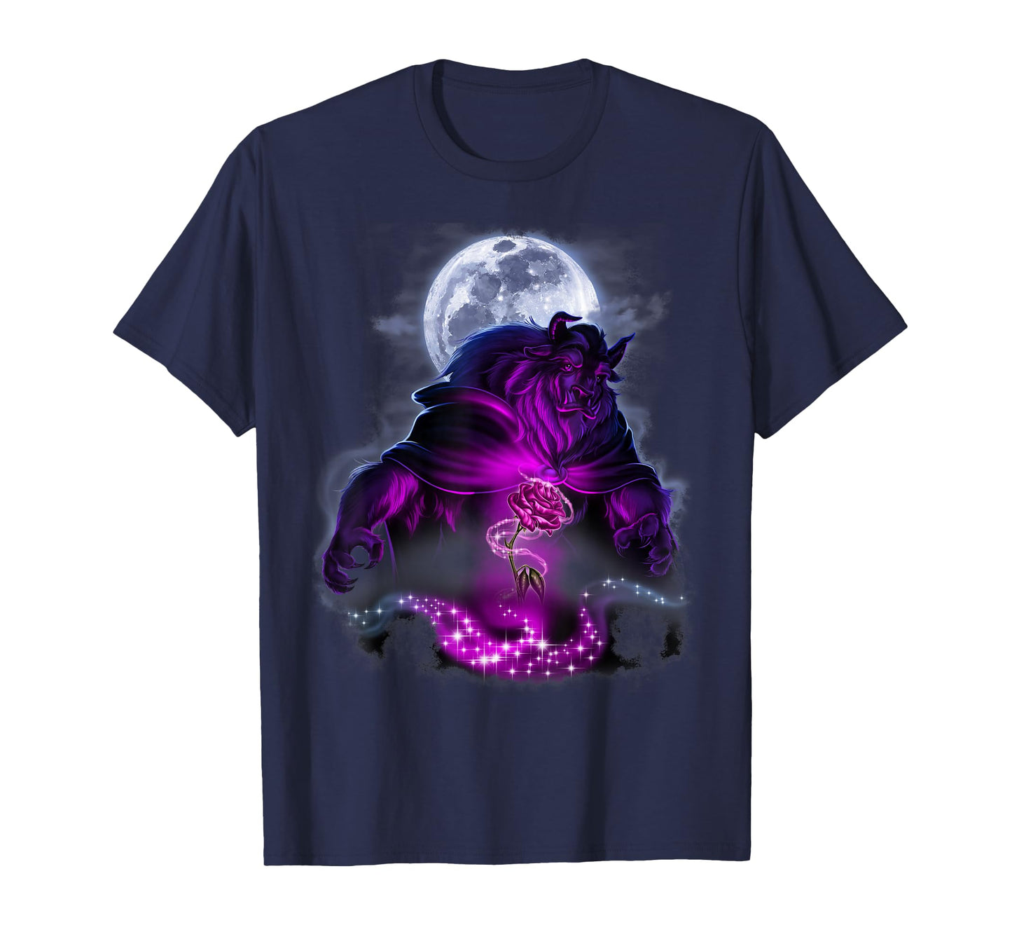 Disney Beauty & The Beast Moon Rose Airbrush Art T-Shirt T-Shirt