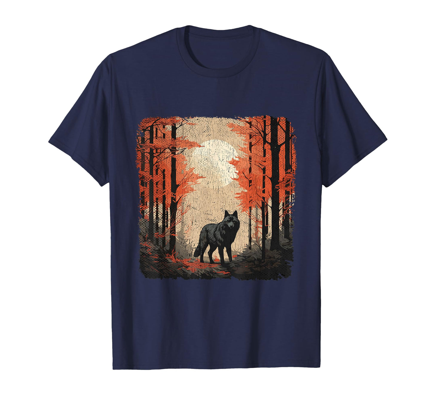 Nature Forest Women Landscape Men Children Full Moon Wolf T-Shirt