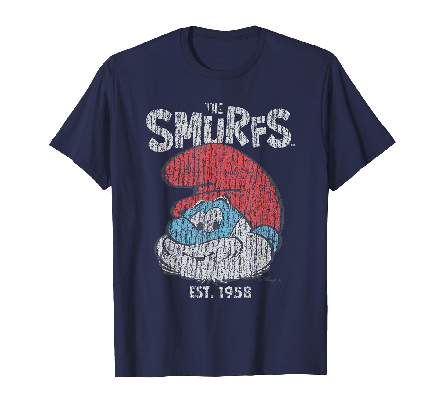 The Smurfs Vintage Papa Smurf Est. 1958 Retro Cartoon T-Shirt