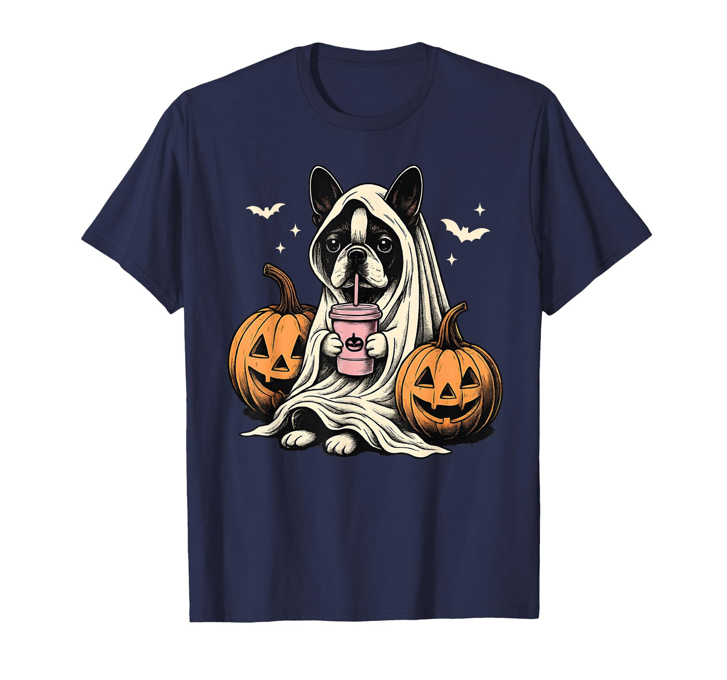 Boston Terrier Ghost Boo Halloween Costume Spooky Season T-Shirt
