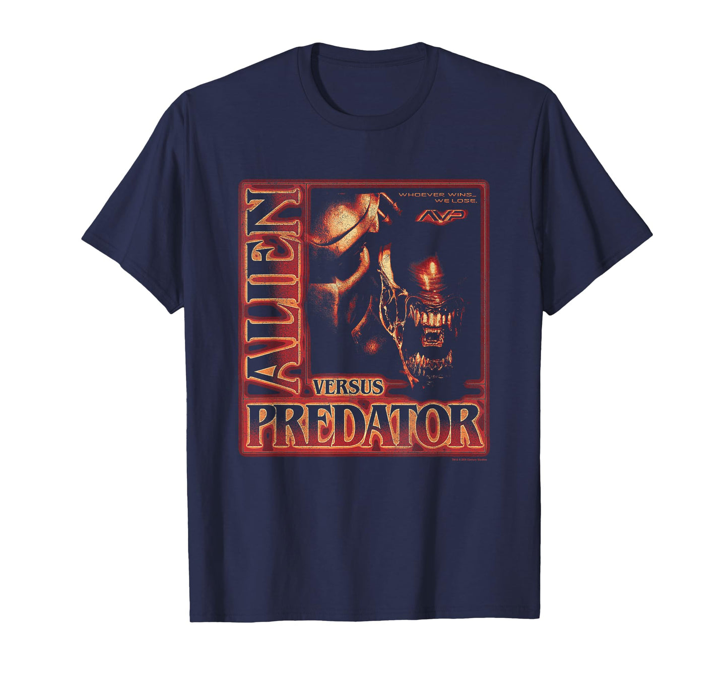 Alien Vs Predator Whoever Wins We Lose Vintage Chest Poster T-Shirt
