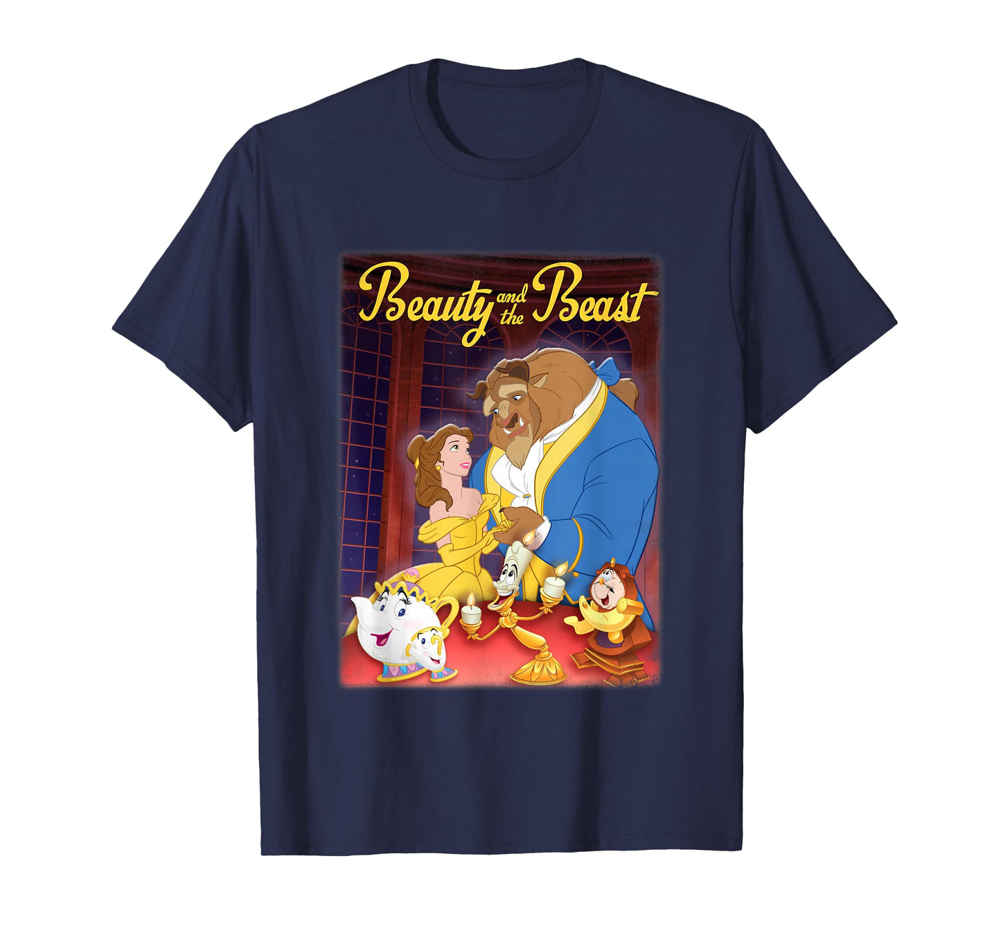 Disney Beauty and The Beast Distressed Movie Poster T-Shirt