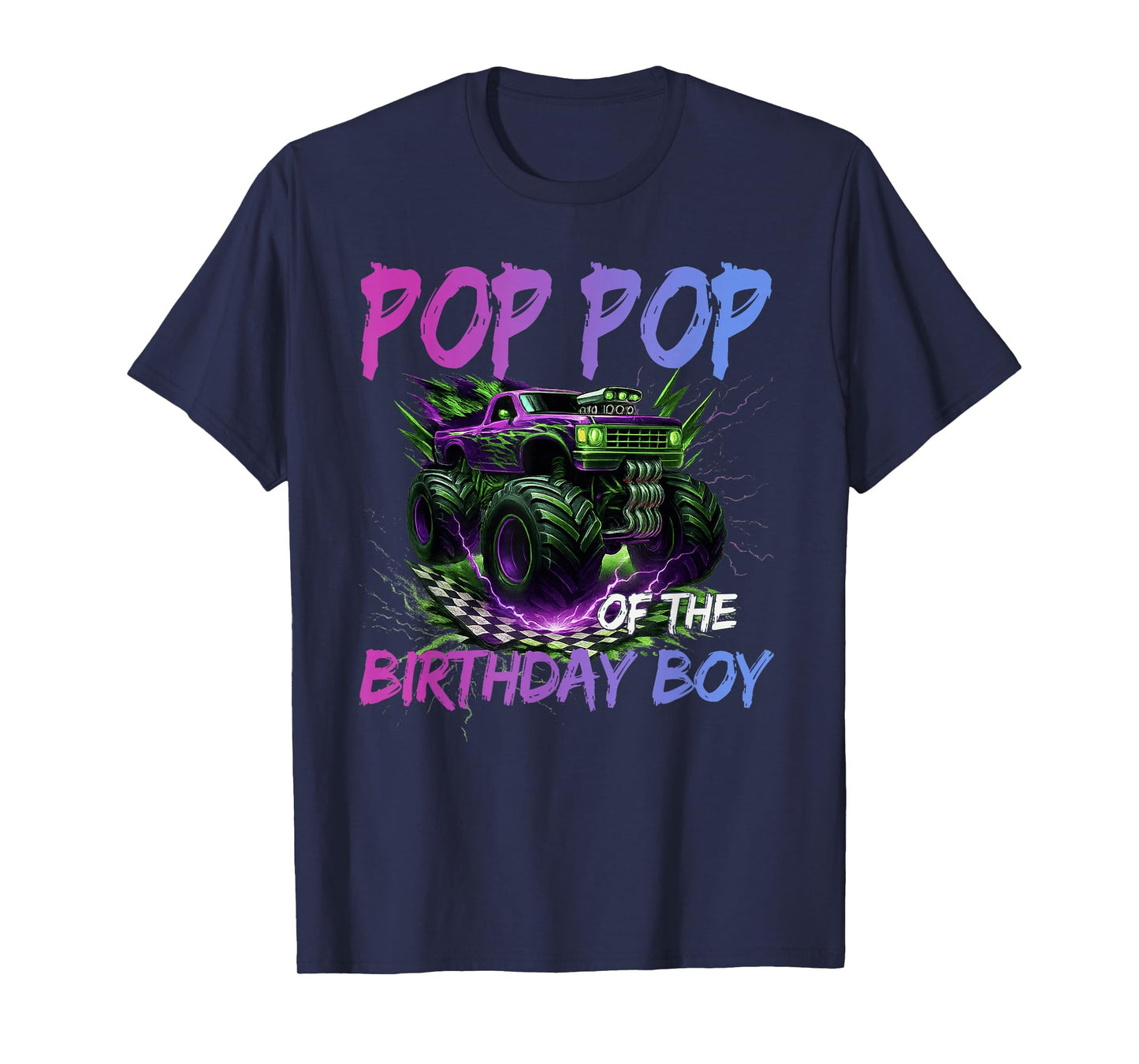 Pop Pop of The Birthday Boy Monster Truck Birthday T-Shirt