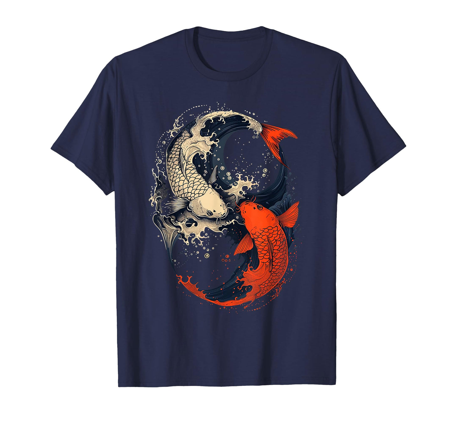 Anime Japanese Koi Fish Yin Yang Art T-Shirt, Small, Black
