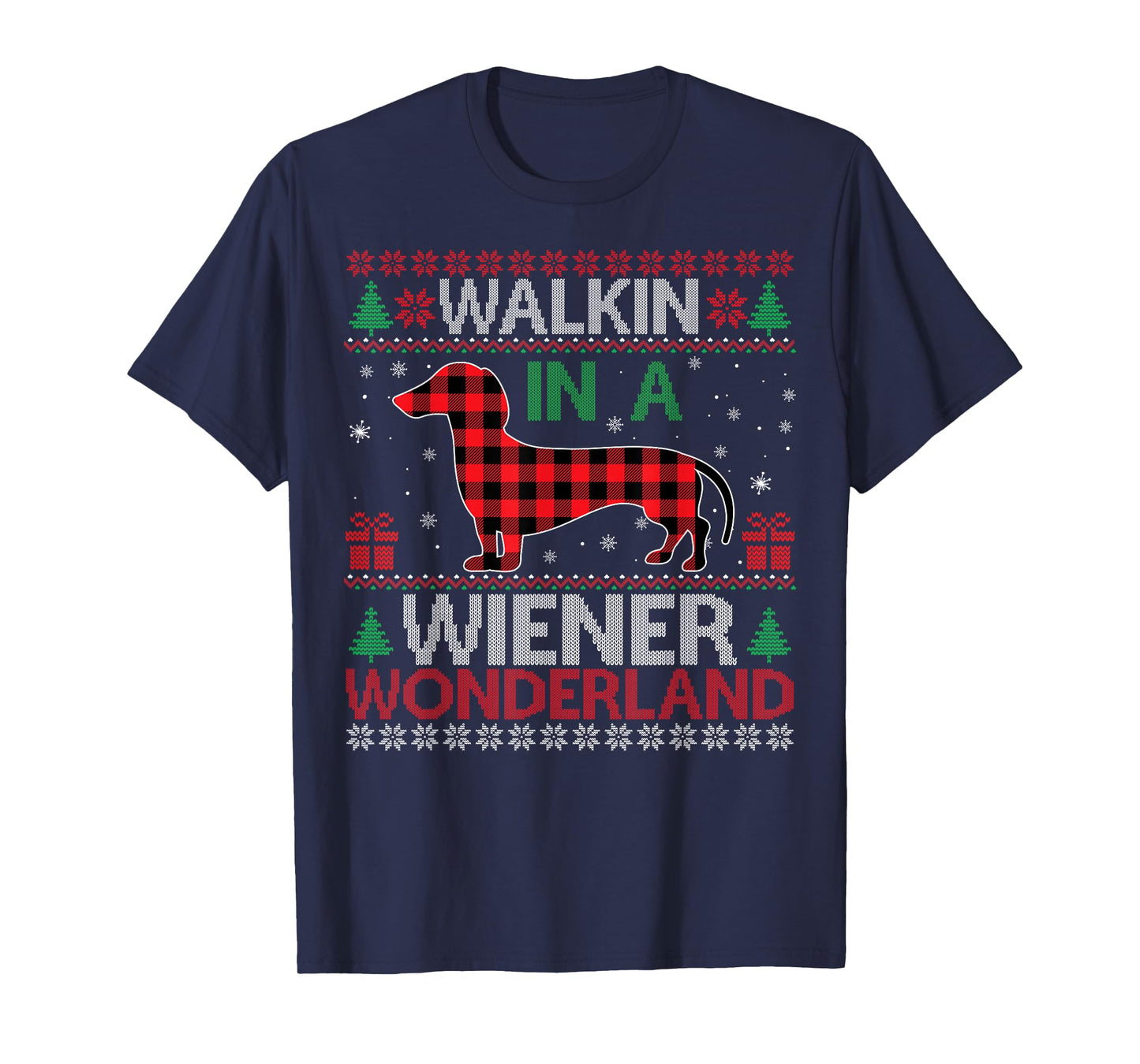 Walking in A Wiener Wonderland Funny Dachshund Christmas T-Shirt