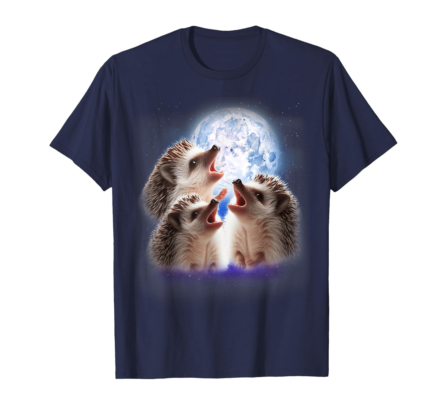 3 Hedgehogs Howling At The Moon Funny Hedgehog Animal Lover T-Shirt