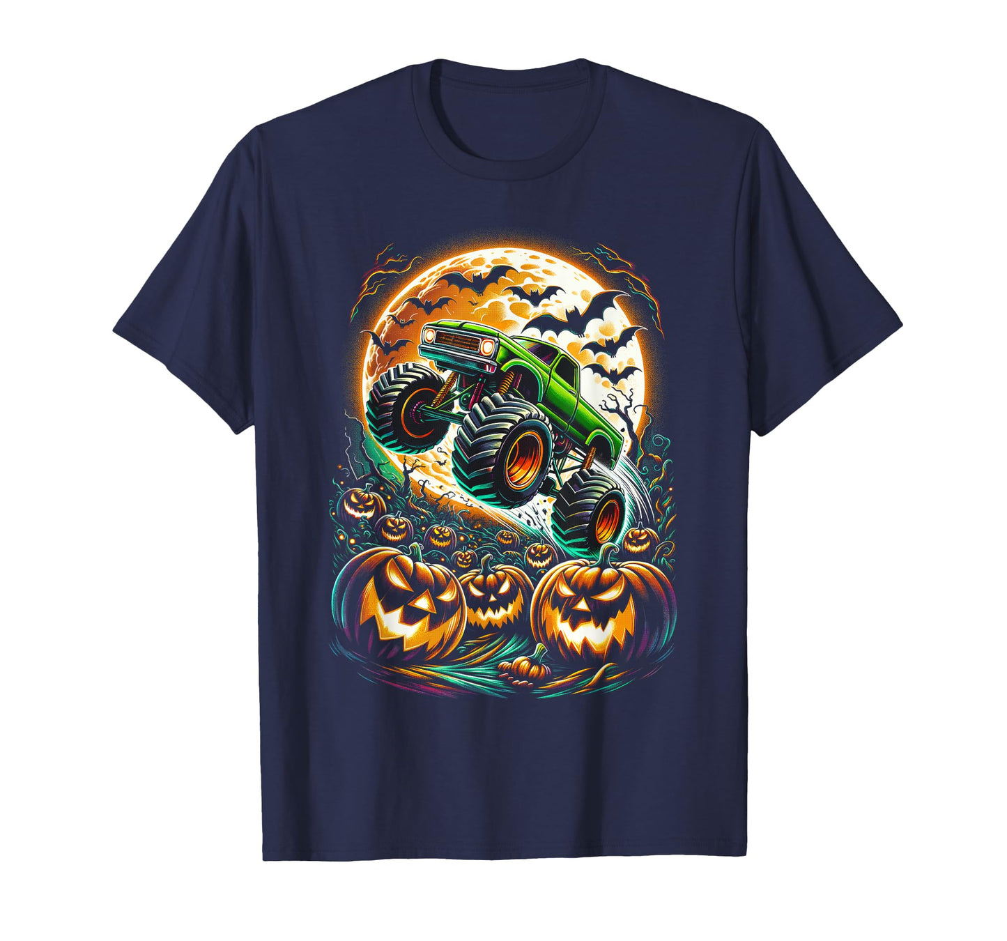 Halloween Monster Truck Jack O Lantern Boy Trick Treat T-Shirt