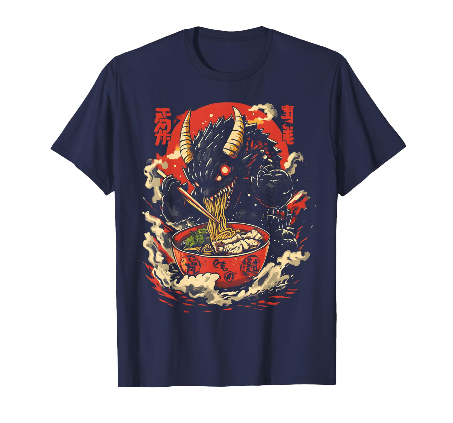 Kaiju Eating Ramen Funny Japanese Monster Lover Birthday T-Shirt