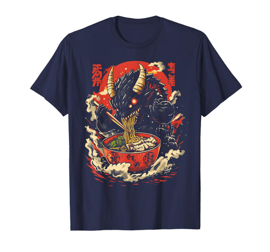 Kaiju Eating Ramen Funny Japanese Monster Lover Birthday T-Shirt