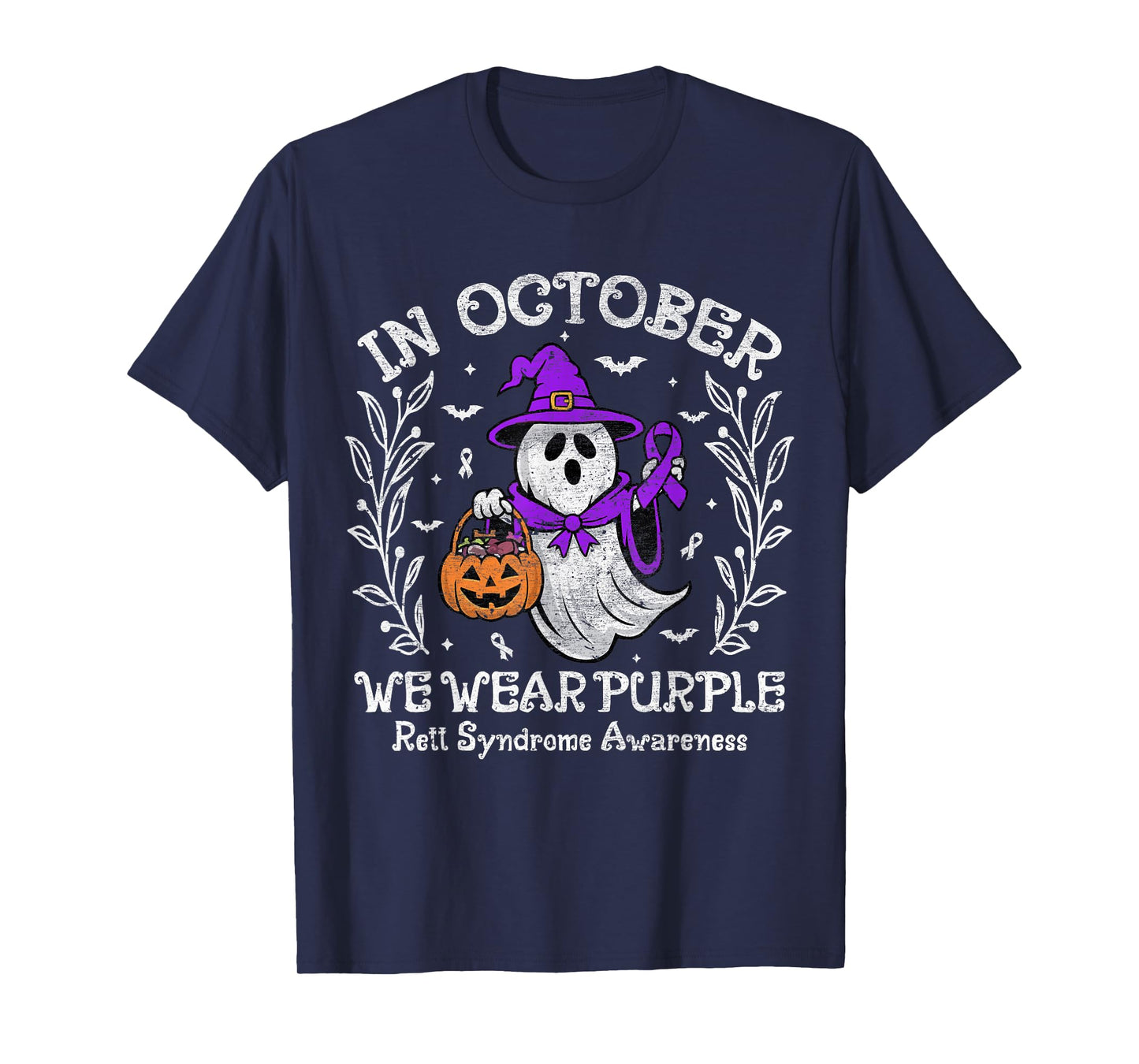 In October We Wear Purple Rett Syndrome Awareness halloween T-Shirt