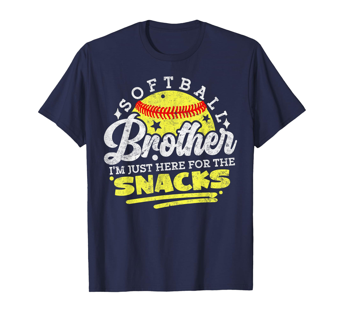 Softball Brother I'm Just Here for The Snacks Funny Retro T-Shirt