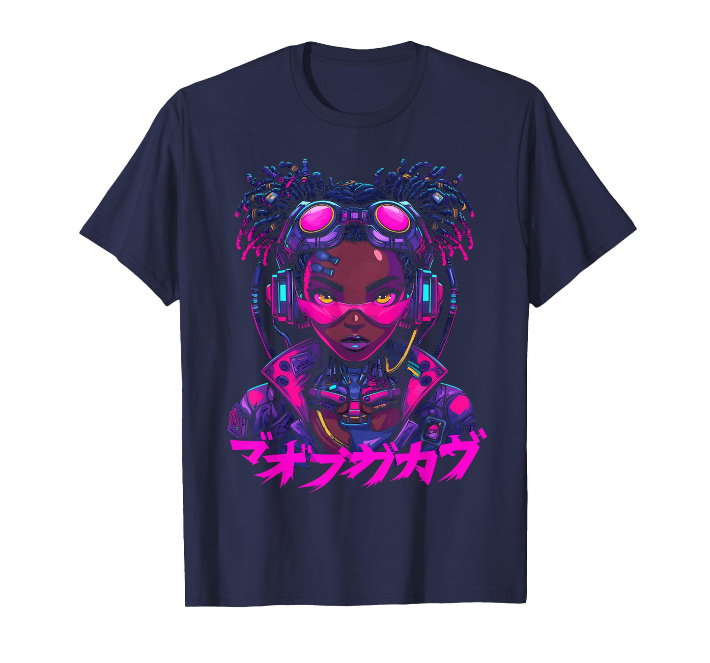 Harajuku Cyberpunk Black Girl Anime Manga Waifu Japanese T-Shirt
