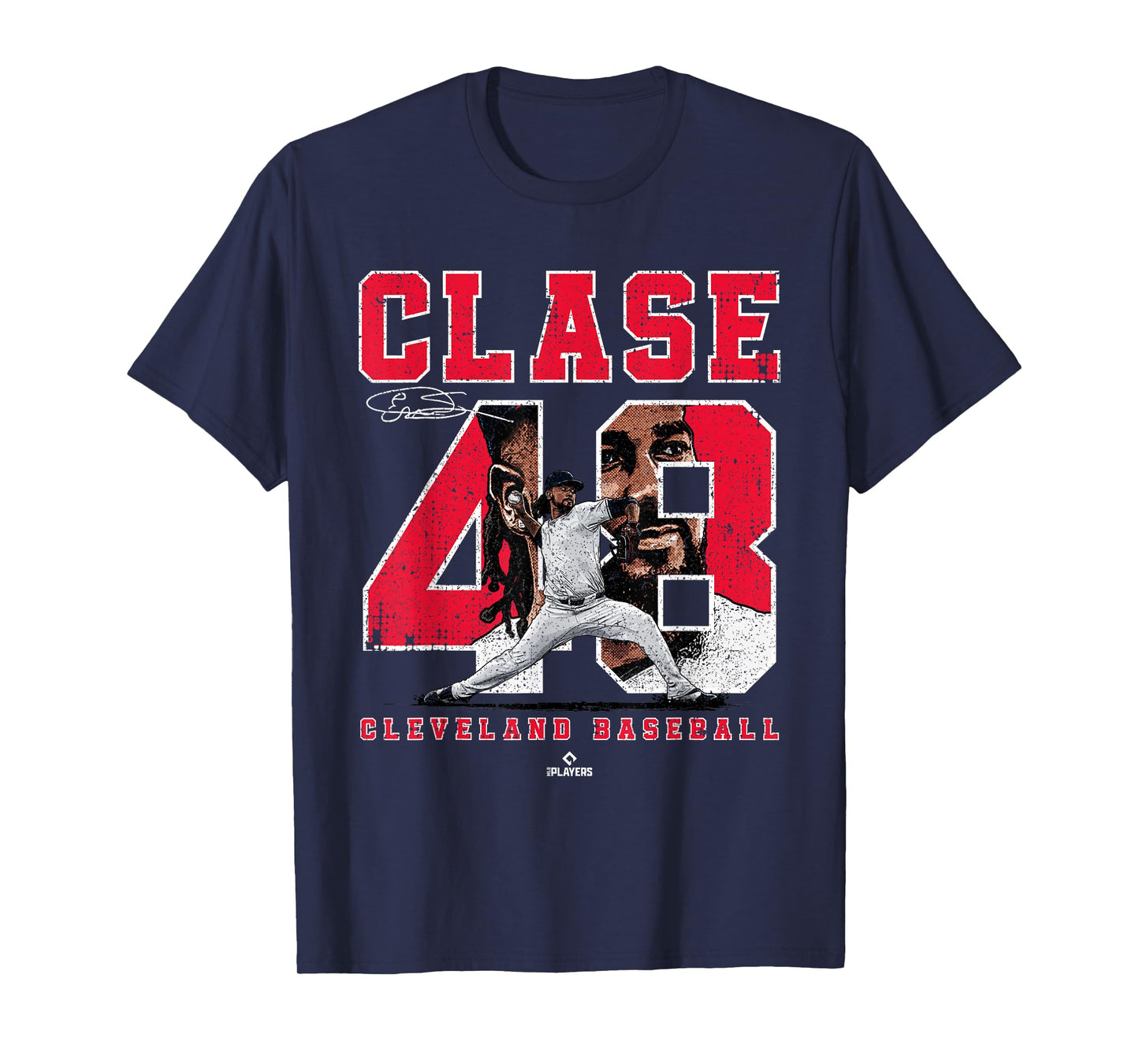 Number and Portrait Emmanuel Clase Cleveland MLBPA T-Shirt
