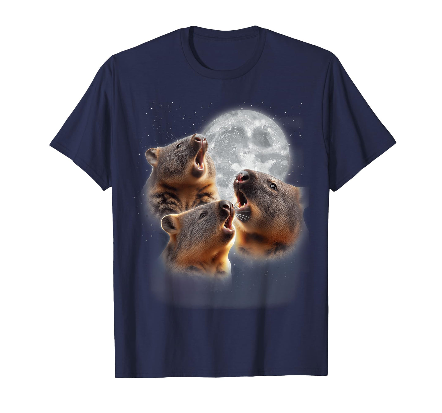 3 Wombats Howling At The Moon Funny Australian Wombat Lover T-Shirt