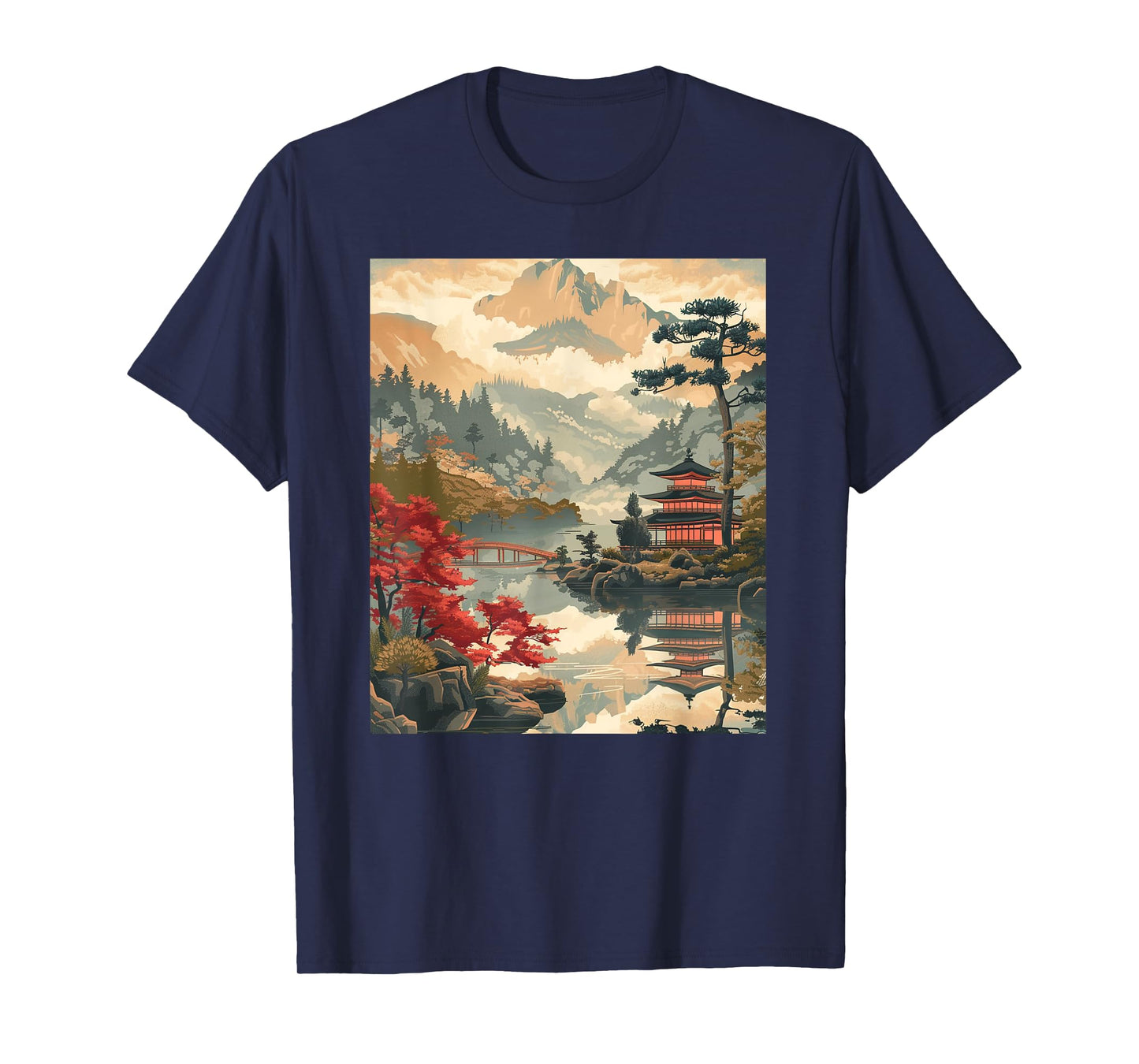 Vintage Woodblock Tee Japanese Graphical Art T-Shirt