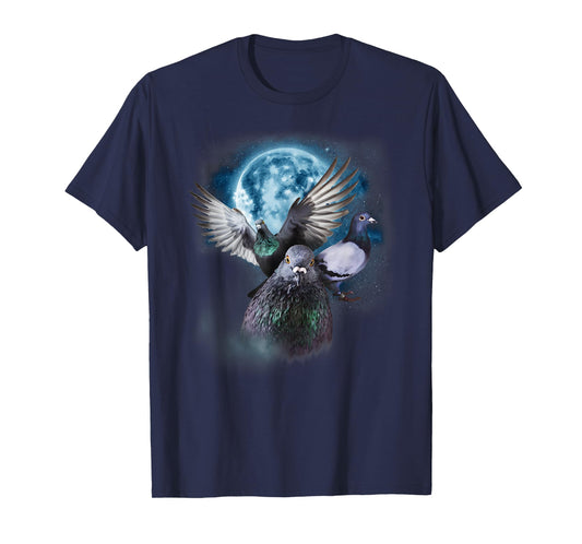 Funny Pigeon Shirt - Funny Pigeons Howling at the Moon T-Shirt