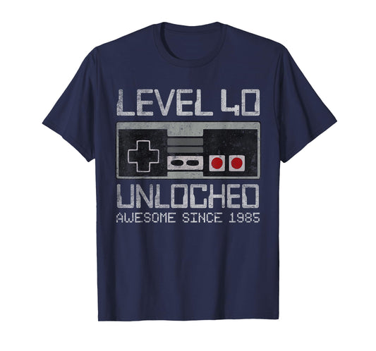 Level 40 Unlocked 40th Birthday 40 Year Old Video Gamer Men T-Shirt
