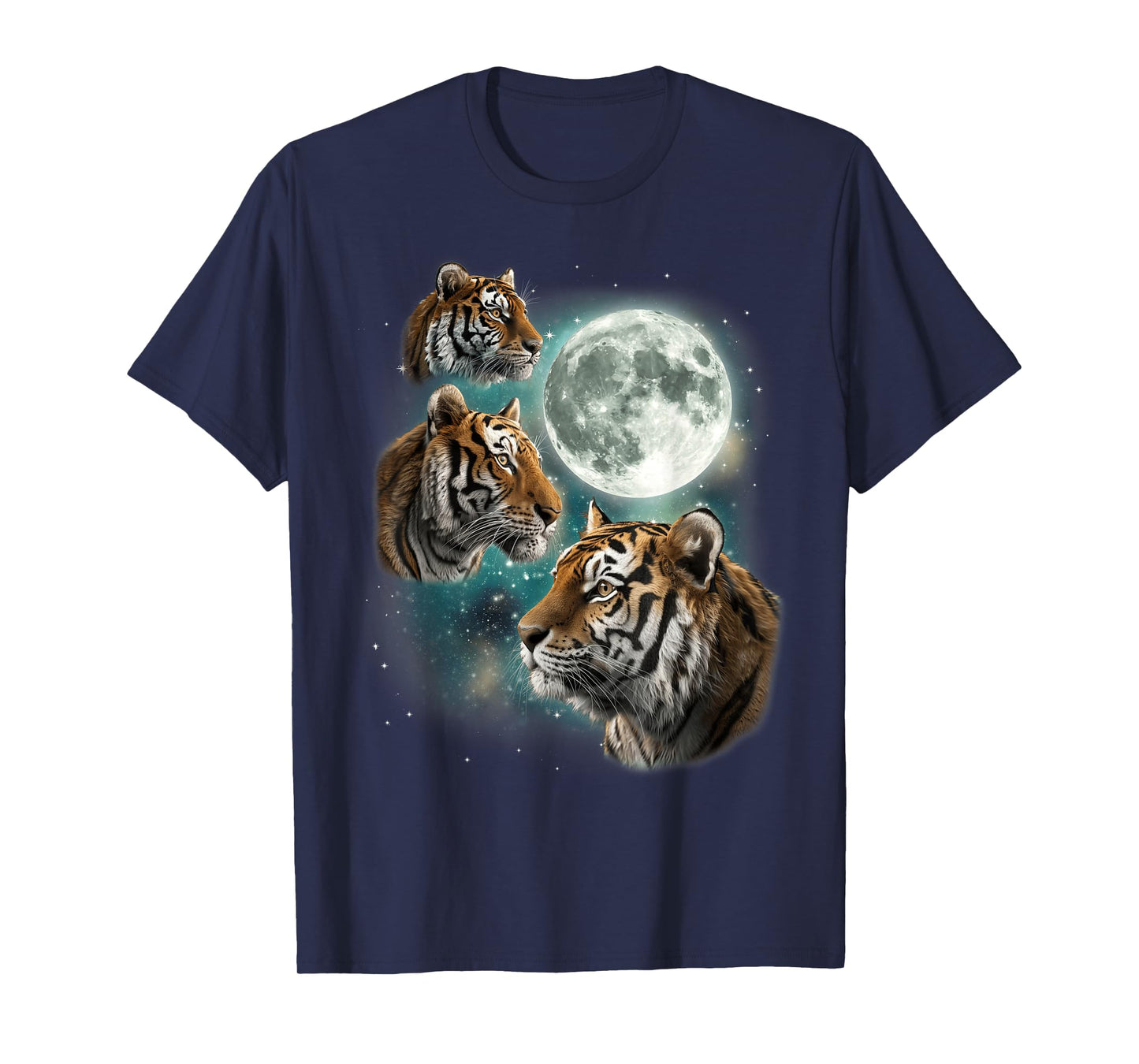 Three Tiger Moon | 3 Large Bengal Tigers Howling At The Moon T-Shirt