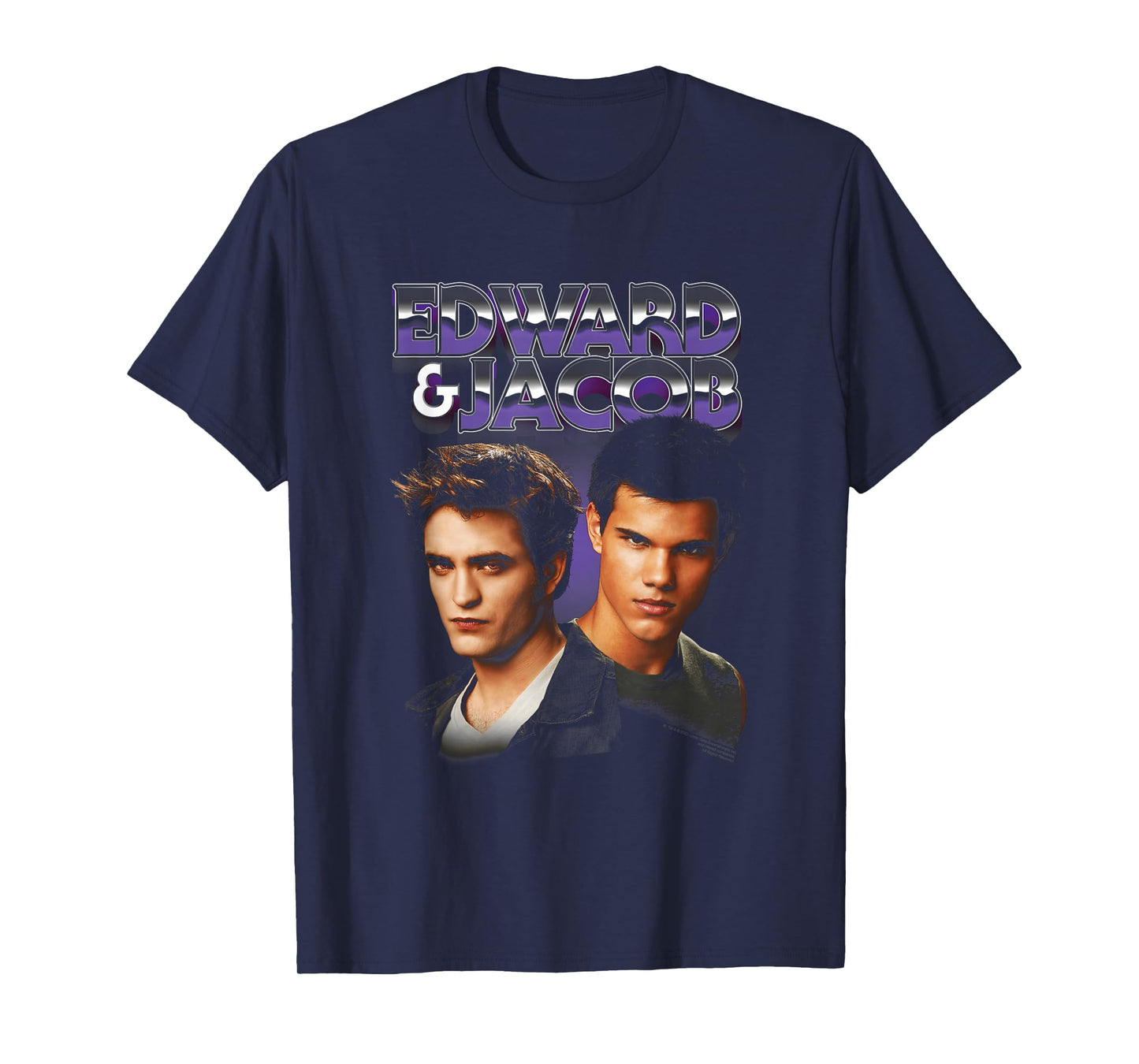 Twilight Edward & Jacob Purple Chrome Text Portrait Movie T-Shirt