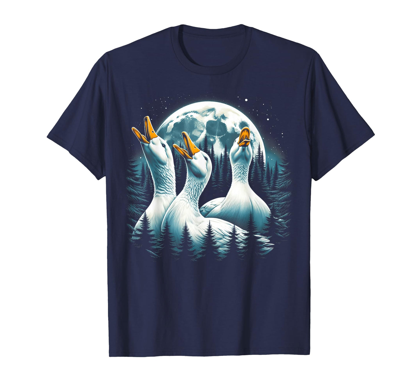 3 Ducks Howling At The Moon Wolf Animal T-Shirt