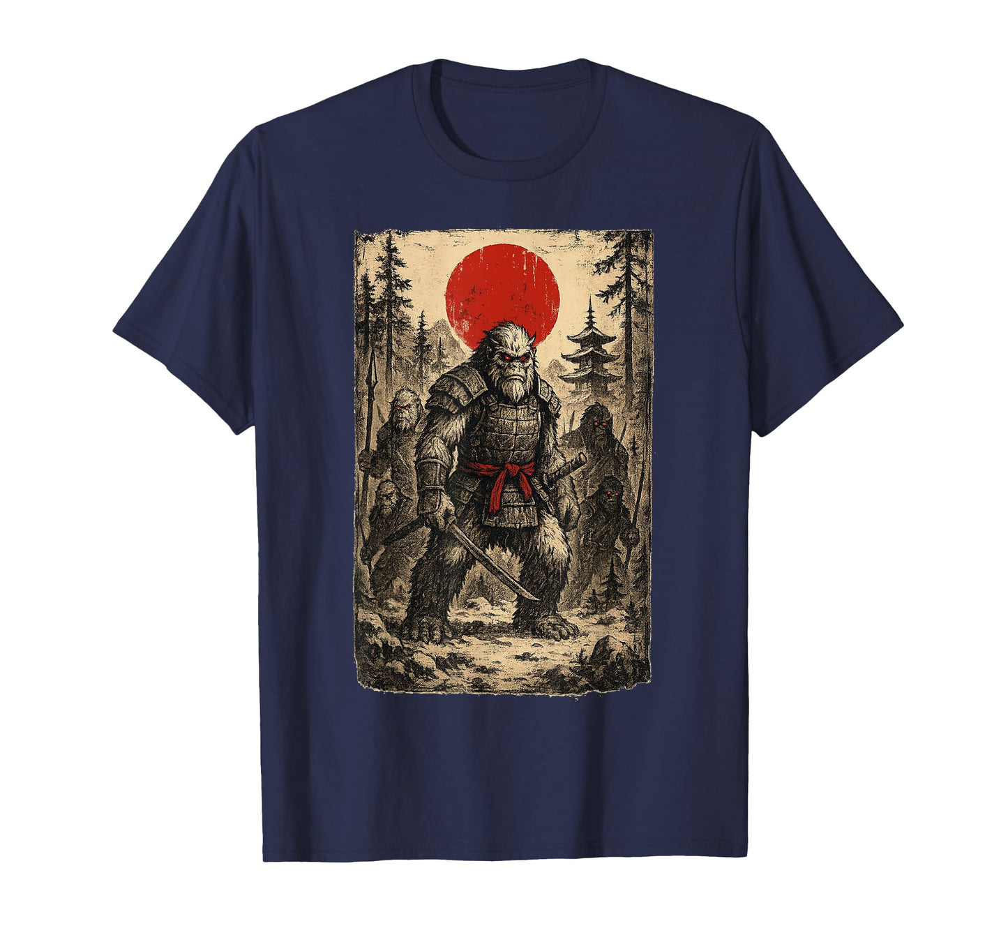 Samurai Bigfoot; Japanese Vintage Ukiyo-e Art T-Shirt