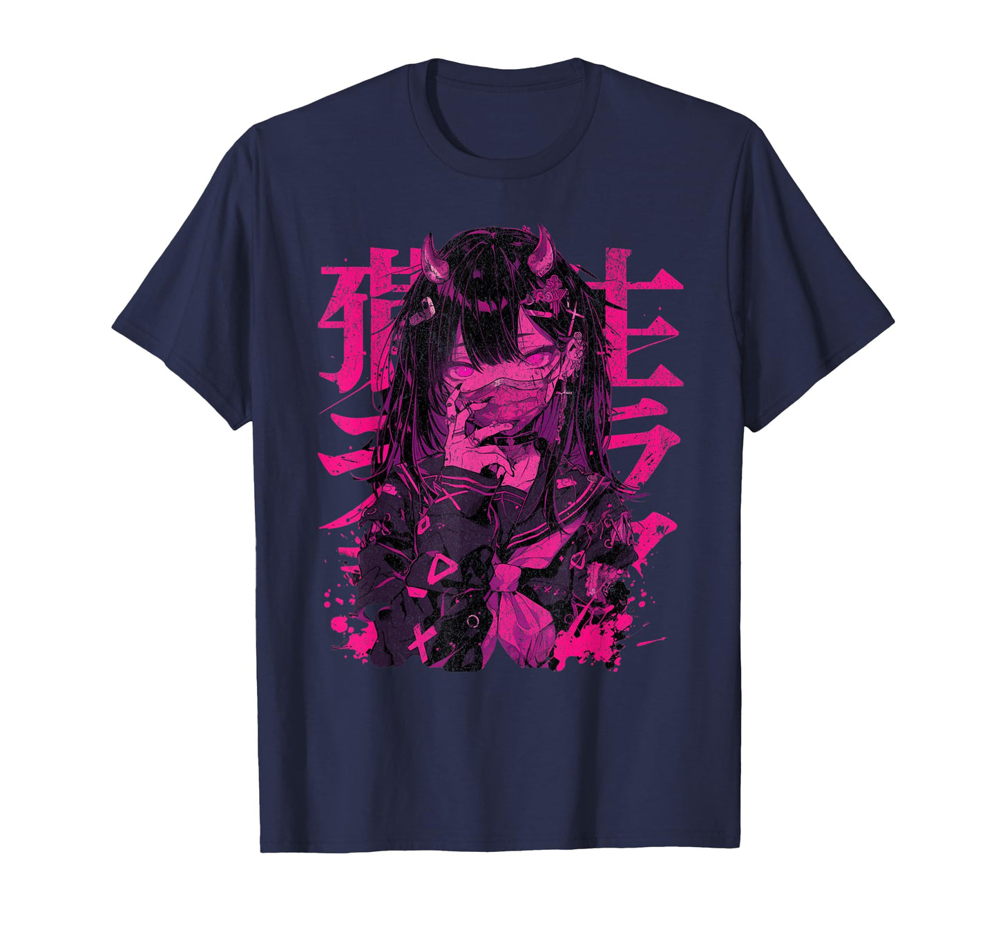 Goth Grunge Demon Anime Girl Waifu Horror Alt Aesthetic T-Shirt