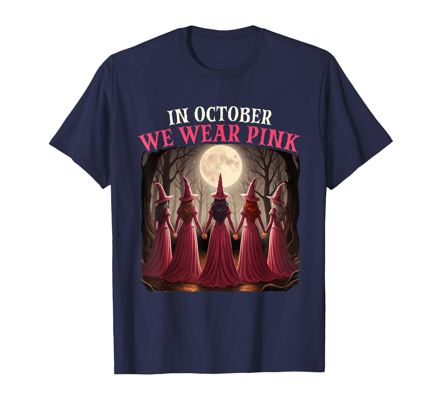 in October We Wear Pink - Halloween Breast Cancer Awerness T-Shirt