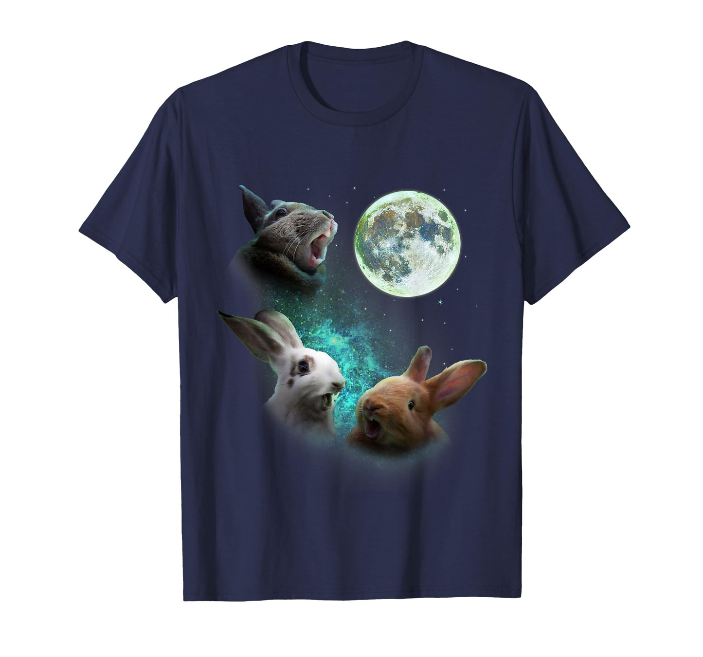 Three Bunny Rabbits Howl At Moon 3 Wolf Wolves Parody T-Shirt